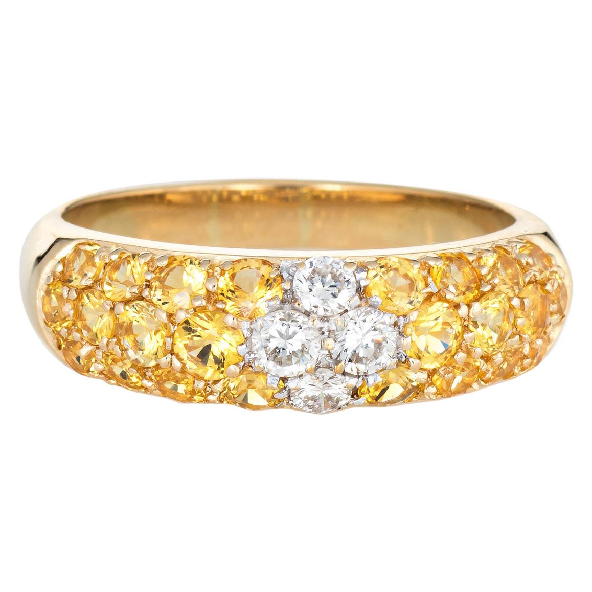 Yellow Sapphire Diamond Band Estate 18k Gold Stacking Ring Fine Vintage Jewelry