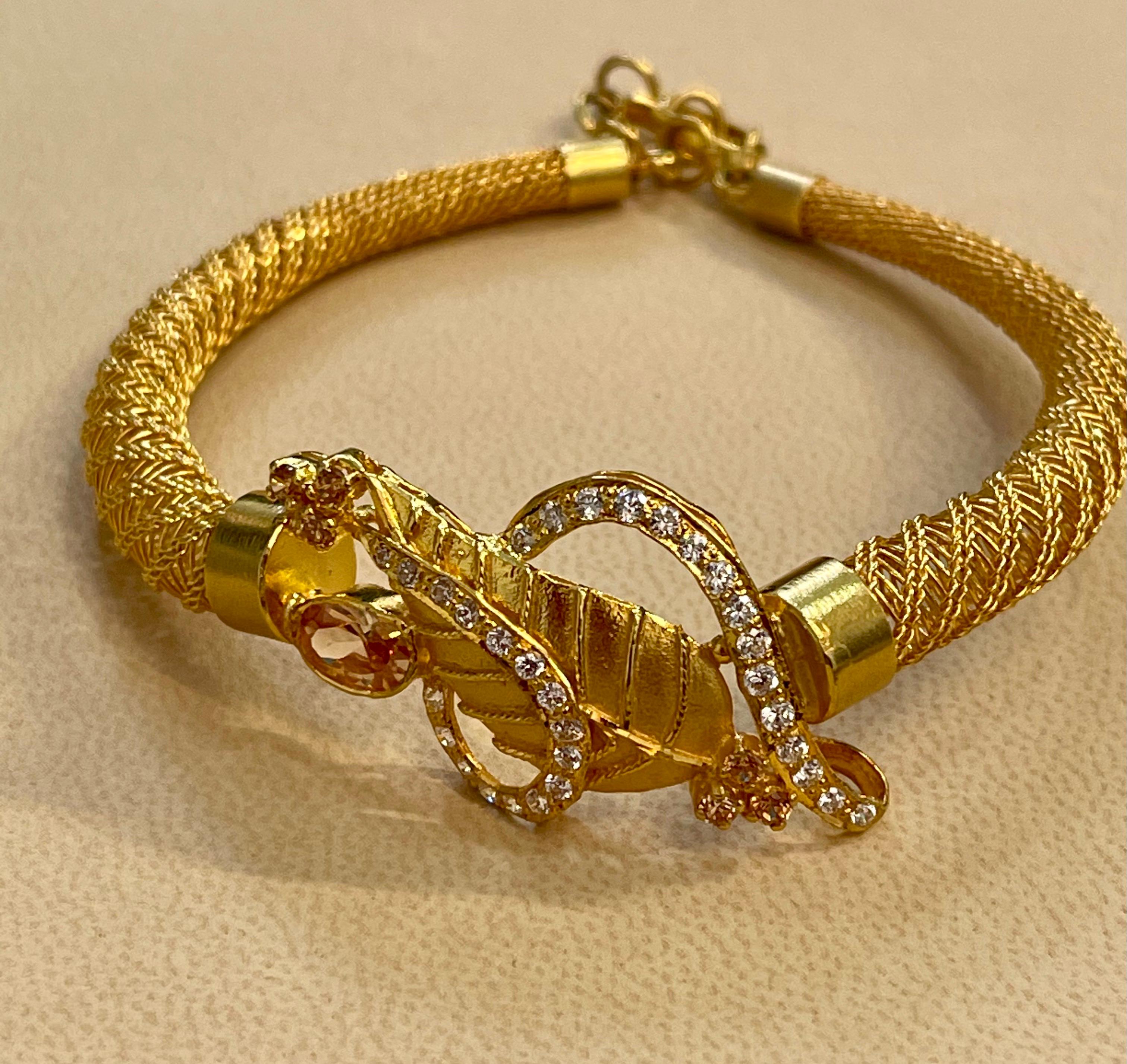 Yellow Sapphire and Diamond Bangle or Bracelet in 22 Karat Yellow Gold 20.8 Gram 6
