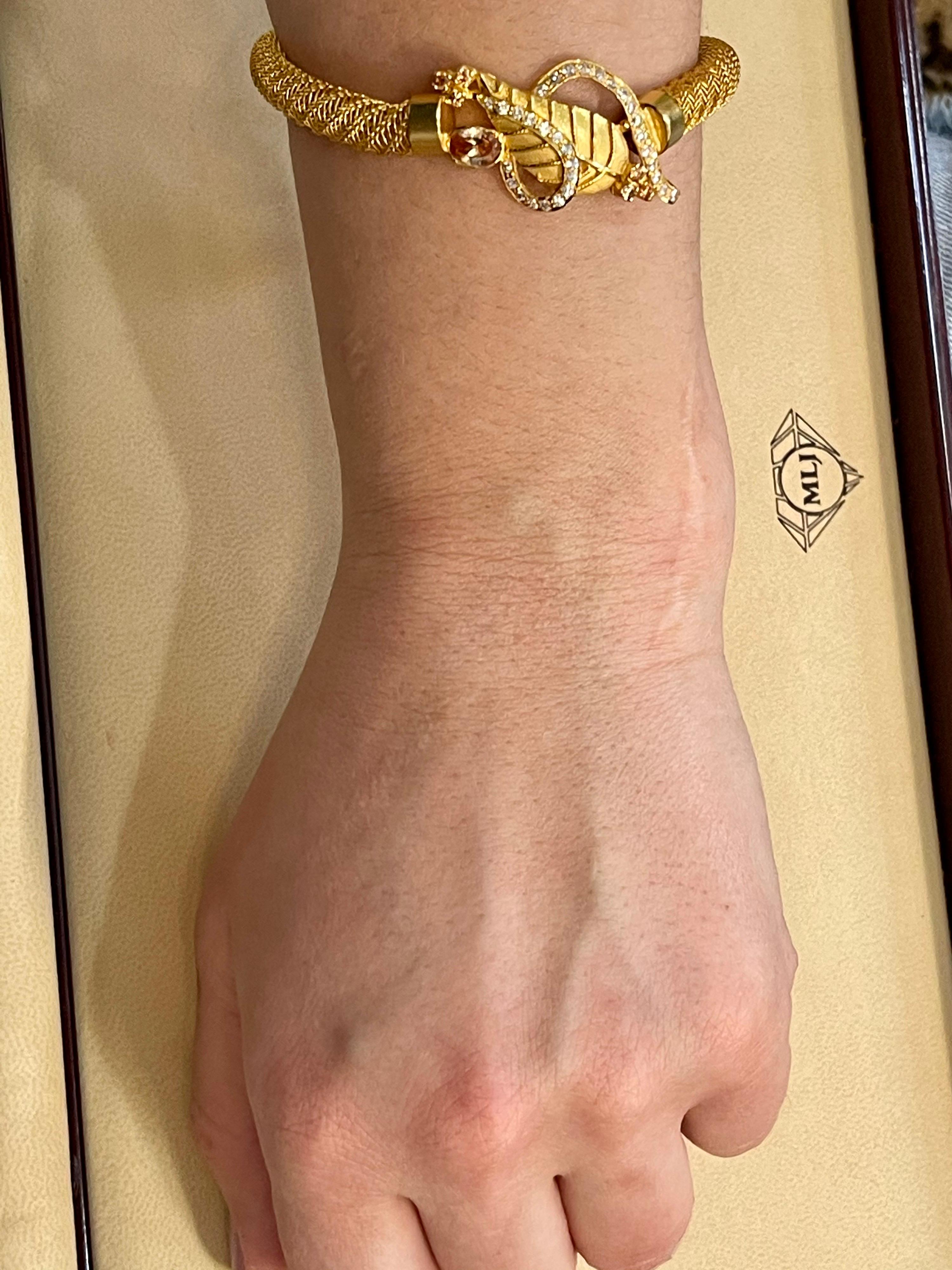 Yellow Sapphire and Diamond Bangle or Bracelet in 22 Karat Yellow Gold 20.8 Gram 9