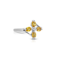Yellow Sapphire Diamond Flower Ring