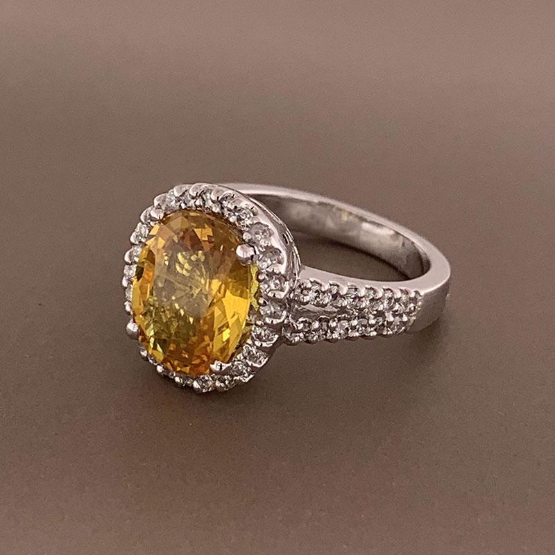 Oval Cut Yellow Sapphire Diamond Gold Ring