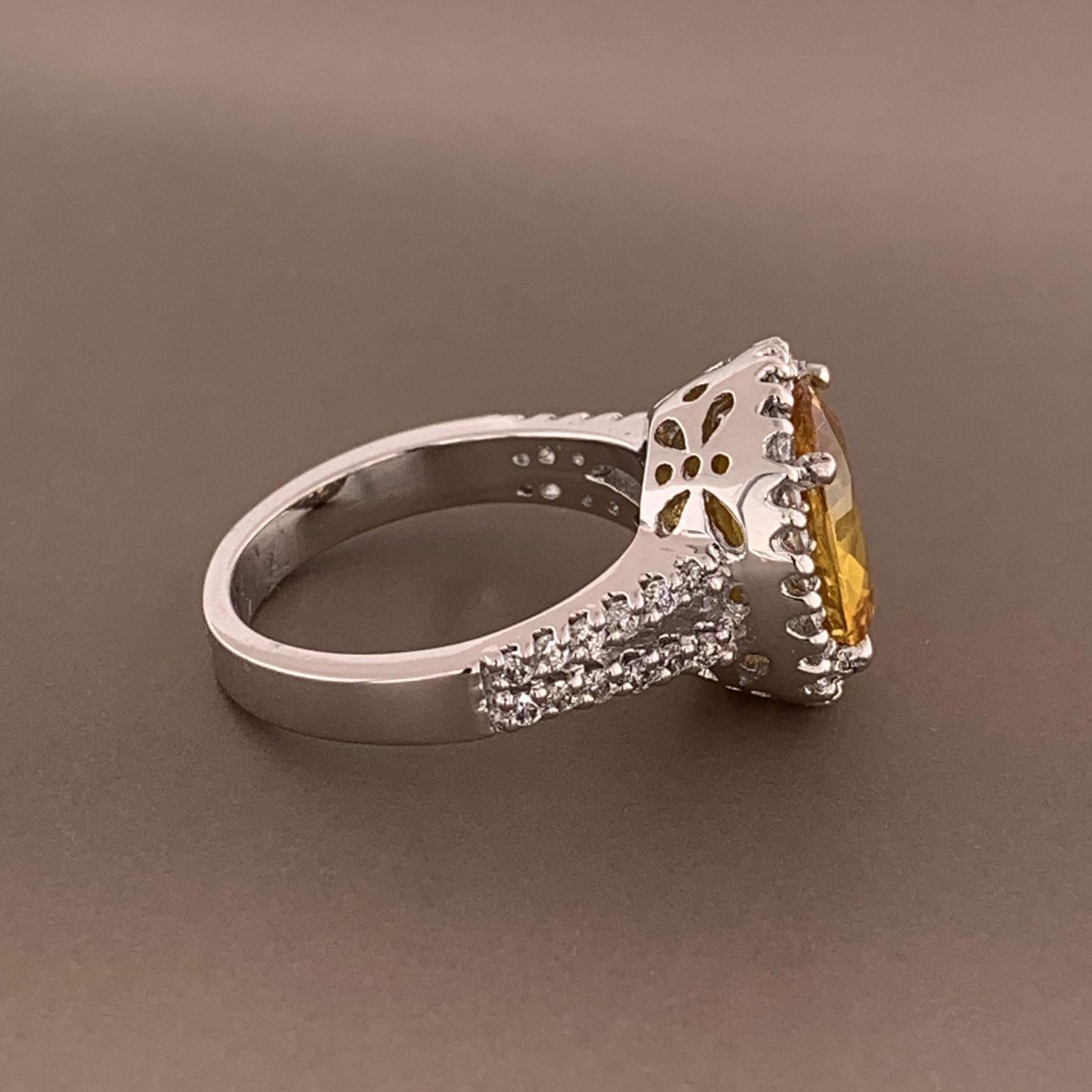 Yellow Sapphire Diamond Gold Ring 1