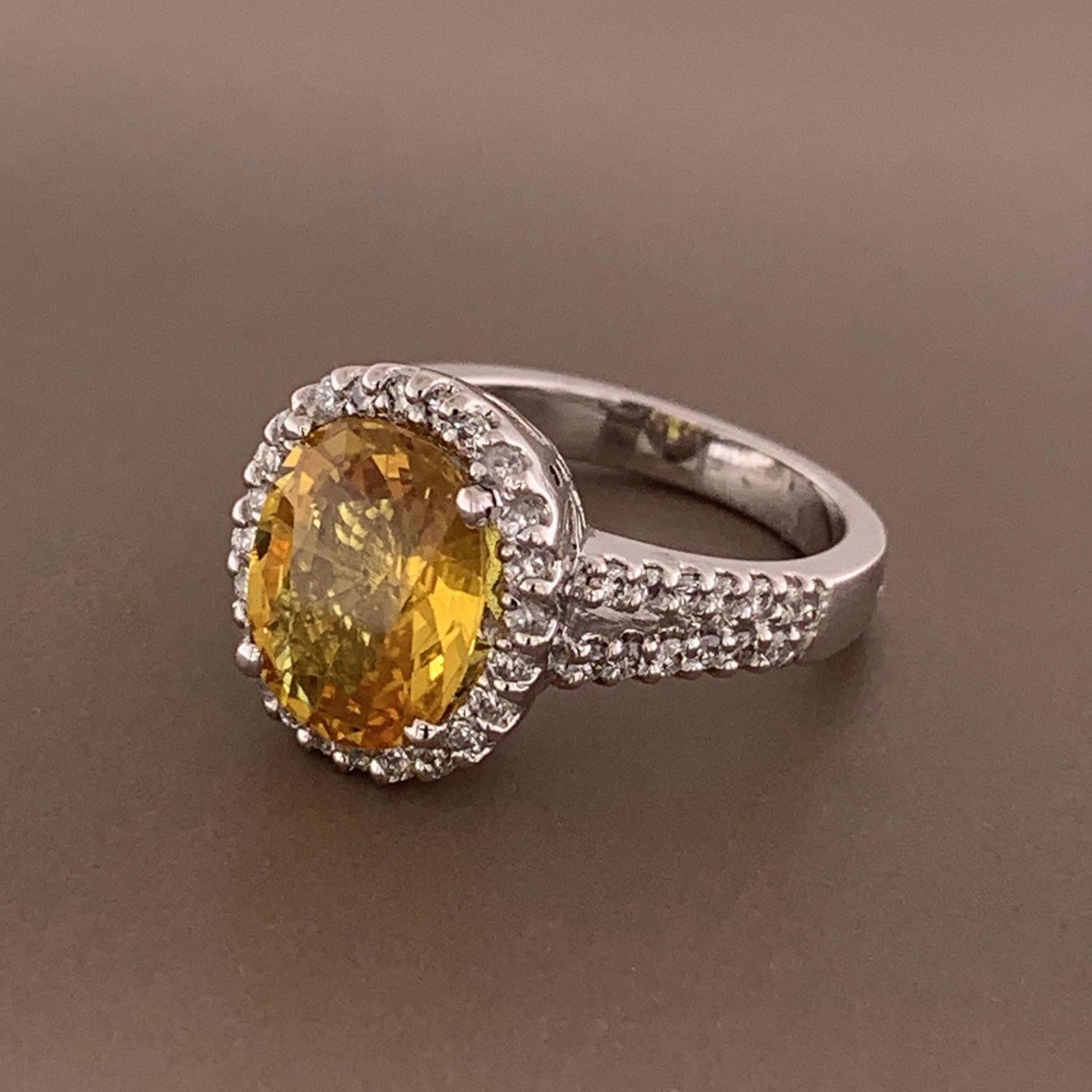 Yellow Sapphire Diamond Gold Ring 2