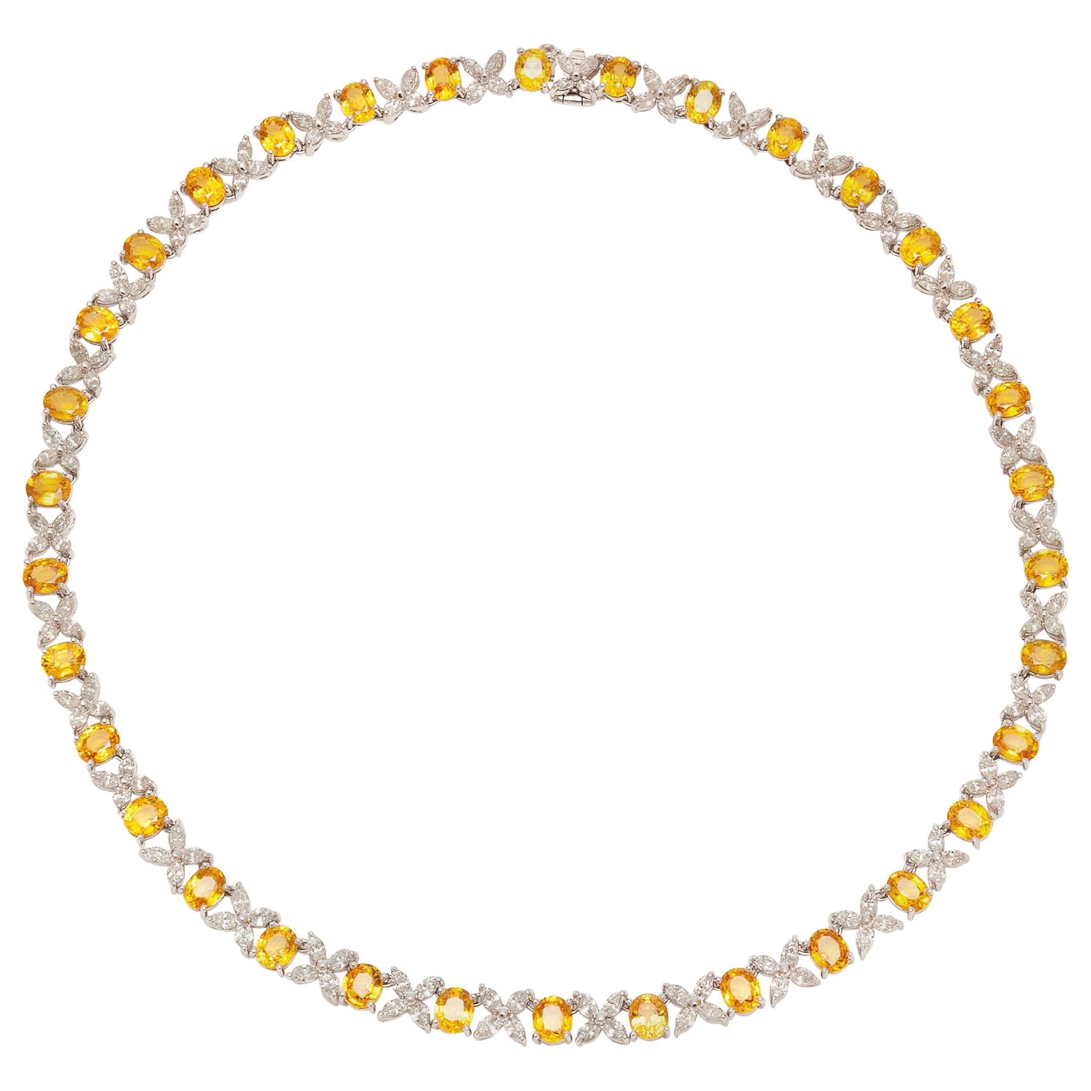 Yellow Sapphire Diamond Necklace For Sale