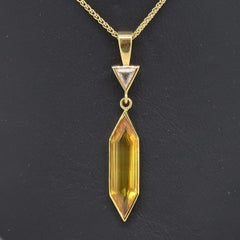 Yellow Sapphire & Diamond Pendant 18 Karat Yellow Gold