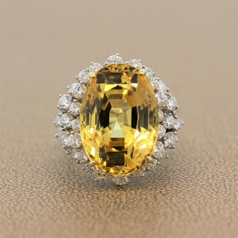Yellow Sapphire Diamond Platinum Ring, AGL Certified For Sale (Free ...
