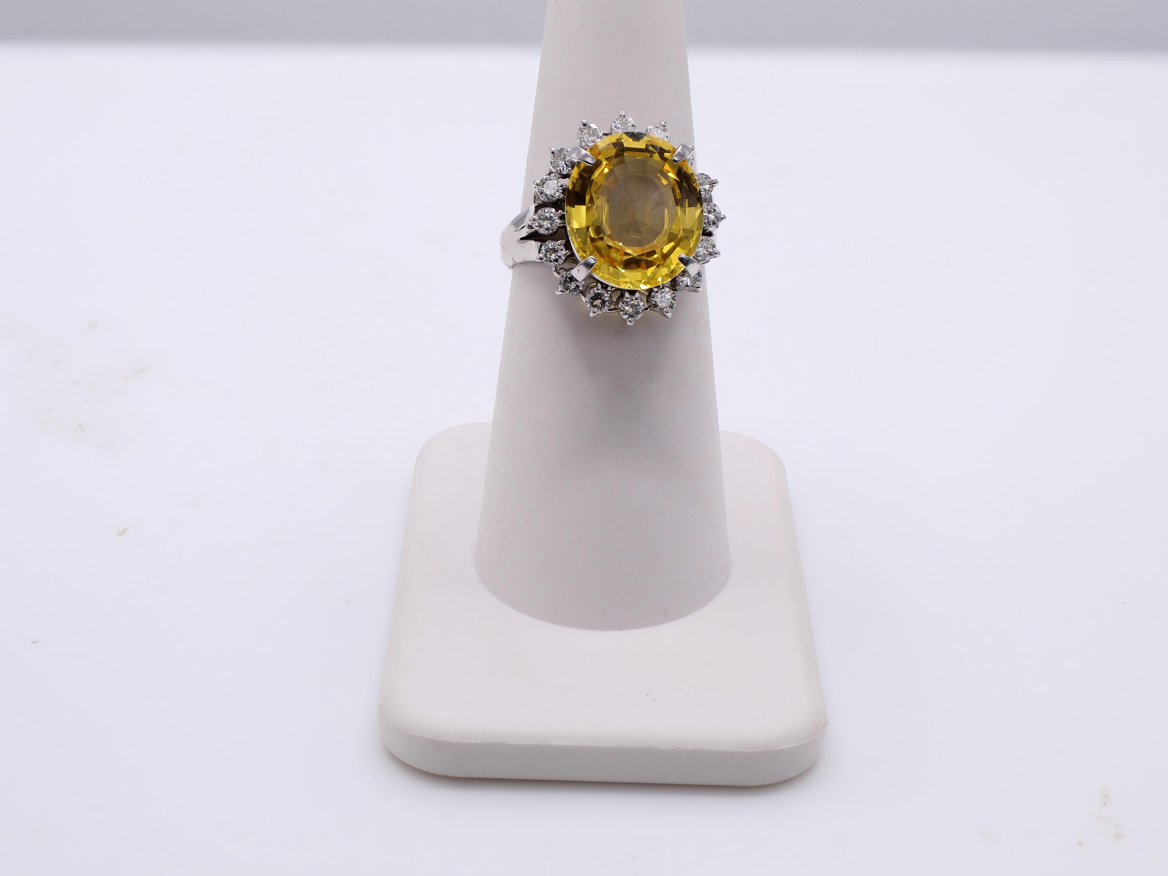Mixed Cut Yellow Sapphire Diamond Platinum Ring For Sale