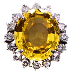 Yellow Sapphire Diamond Platinum Ring