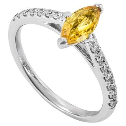 Yellow Sapphire & Diamond Ring 0.57ct For Sale