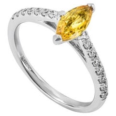 Gelber Saphir & Diamant-Ring 0,57 Karat