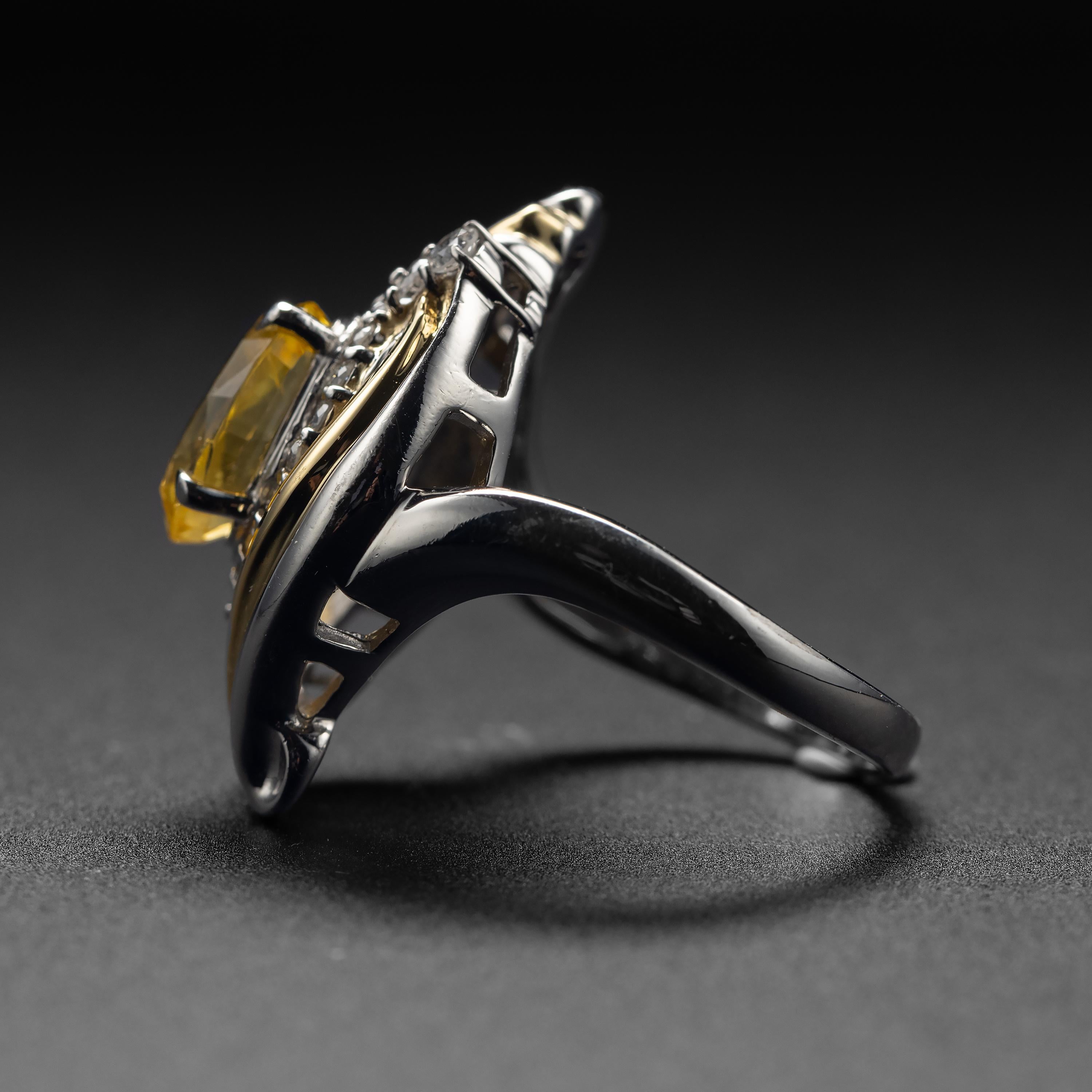 Gelber Gelber Saphir & Diamant Ring GIA zertifiziert No-Heat (Ovalschliff) im Angebot