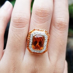 Yellow Sapphire, Diamond Ring Set in 18 Karat Gold Settings