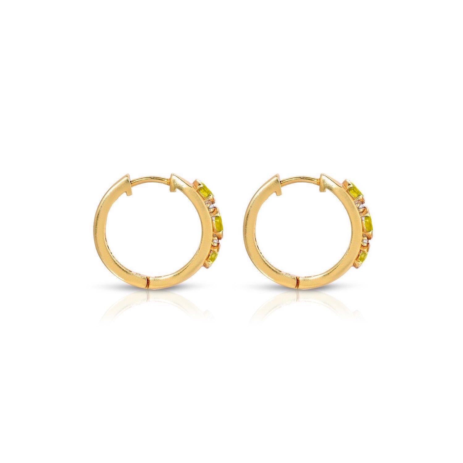 Contemporary Yellow Sapphire Diamond Trio Hoop Earrings For Sale