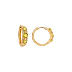 Créoles à trois anneaux en saphir jaune et diamant
