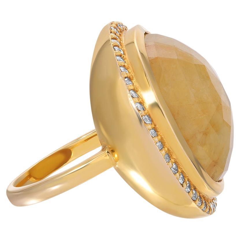 Yellow Sapphire Diamond UFO Cocktail Ring For Sale