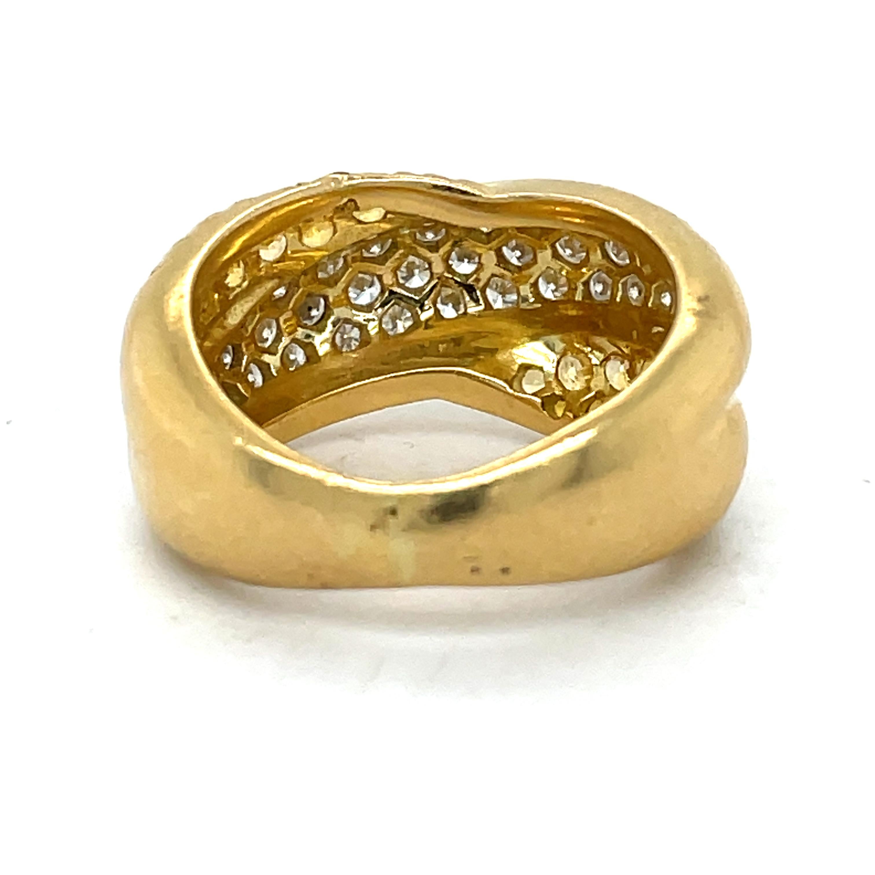 da uomo o donna Anello con zaffiri gialli e diamanti, oro giallo 18 carati, anello a cupola incrociata in vendita
