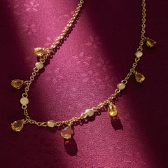 Yellow Sapphire Drops Gold Necklace