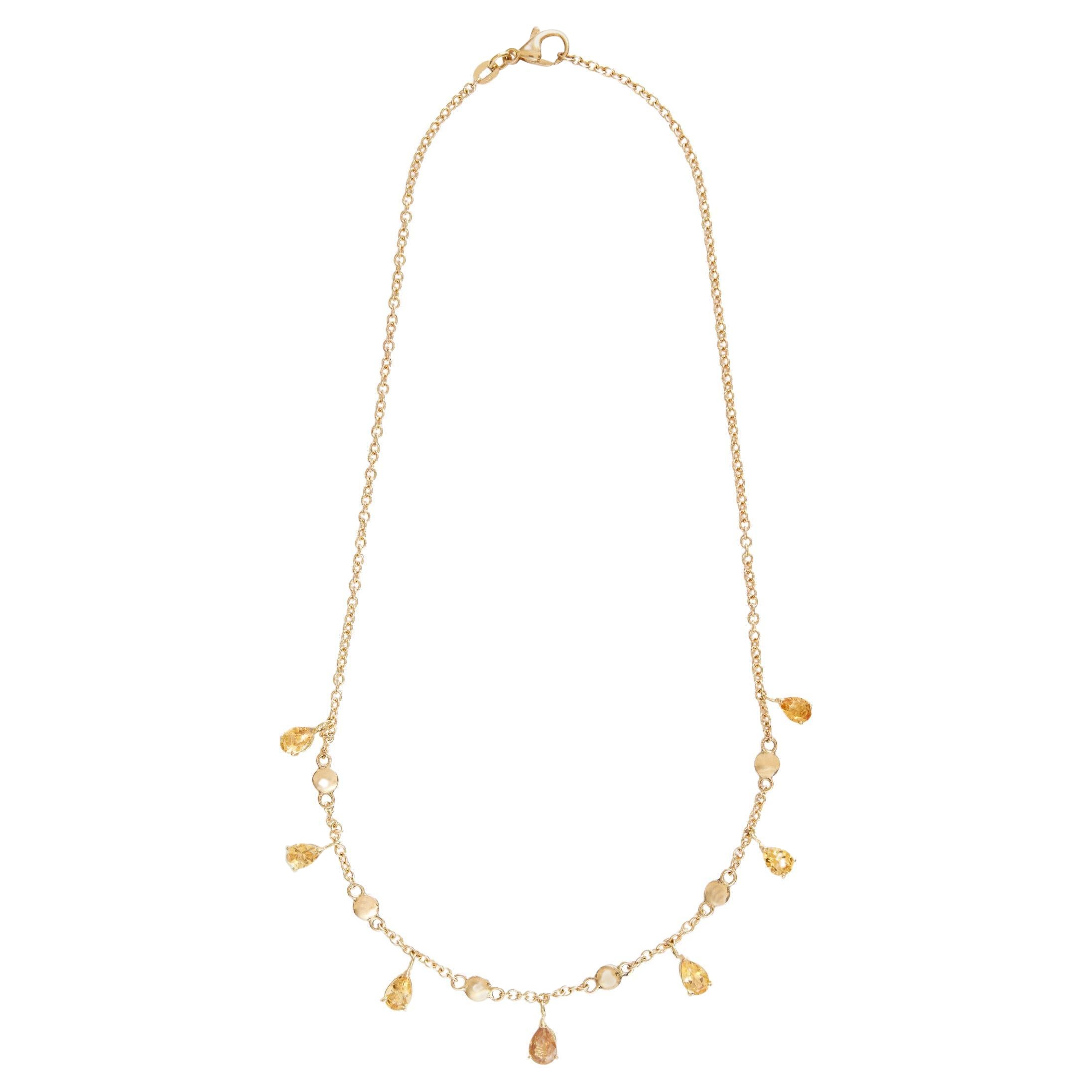 Collier en or avec gouttes de saphir jaune en vente