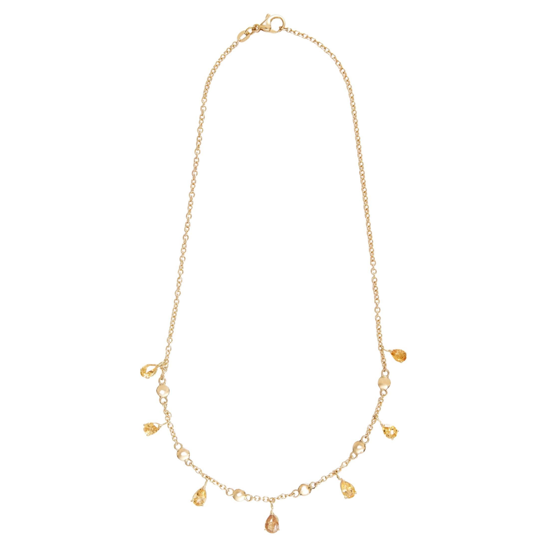 Yellow Sapphire Drops Gold Necklace 