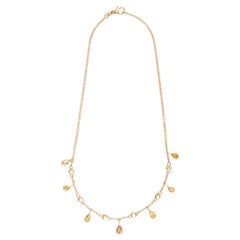 Yellow Sapphire Drops Gold Necklace 