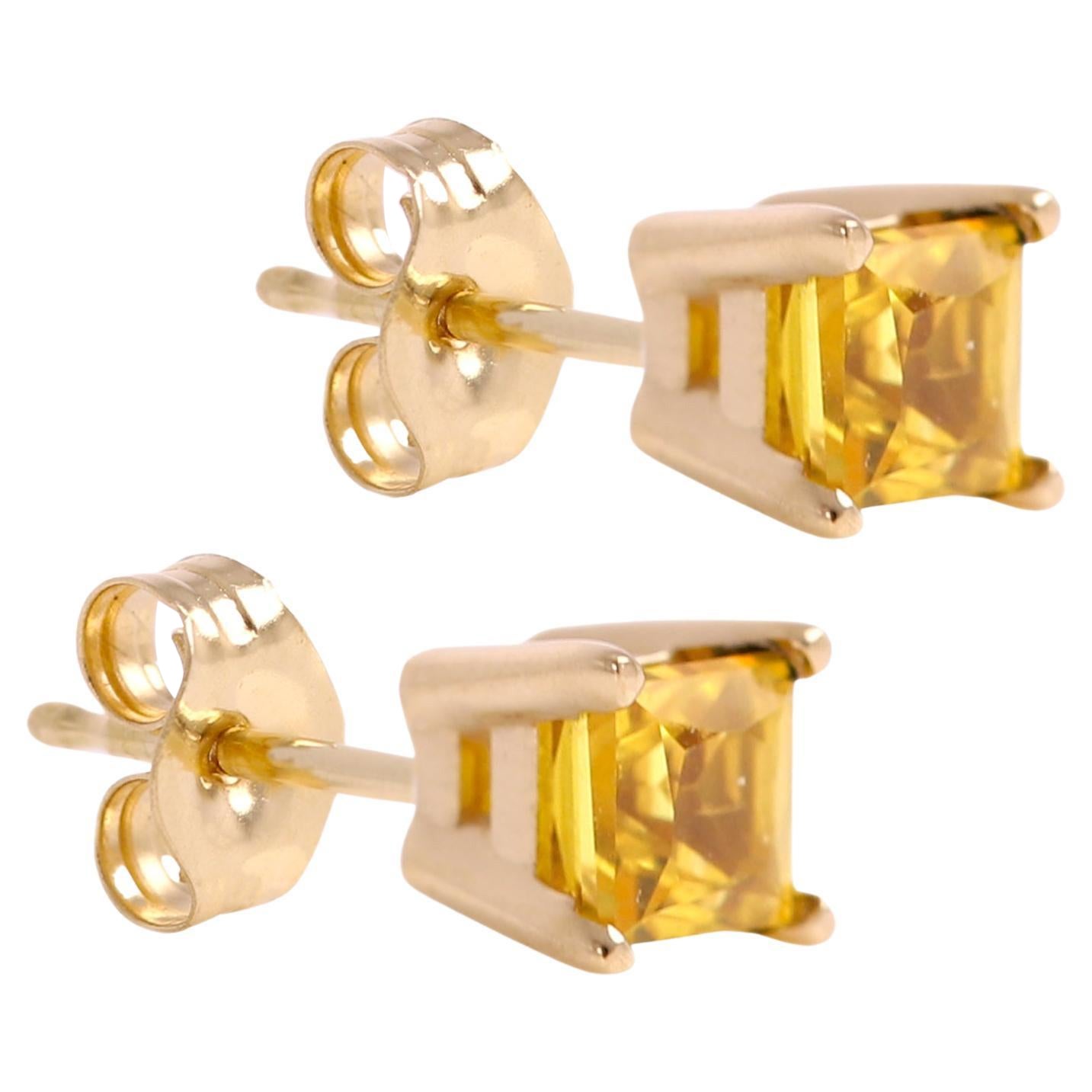 Pendiente Zafiro Amarillo Mini Cute Karat Oro Amarillo, Piedra Natural