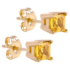 Pendiente Zafiro Amarillo Mini Cute Karat Oro Amarillo, Piedra Natural