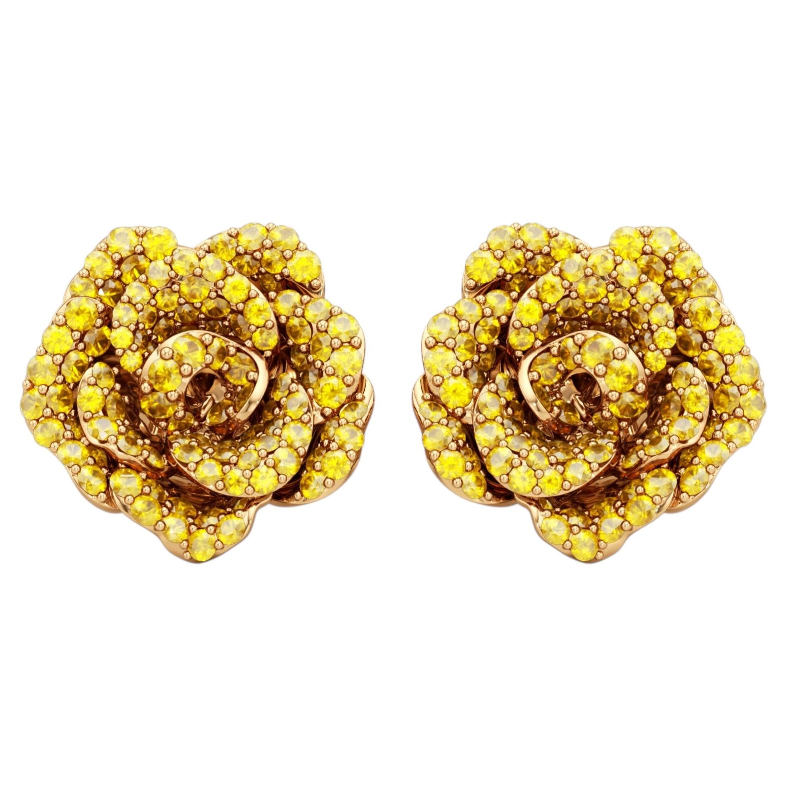 Yellow Sapphire Earrings in 14kt Yellow Gold, La Vie En Rose By Renu Oberoi