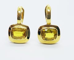 Yellow Sapphire Earrings Set in 18 Karat Gold Settings