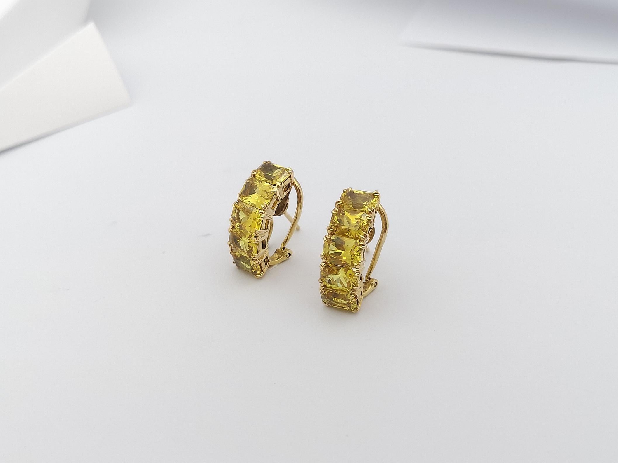 Women's Yellow Sapphire Earrings set in 18 Karat Gold Settings For Sale