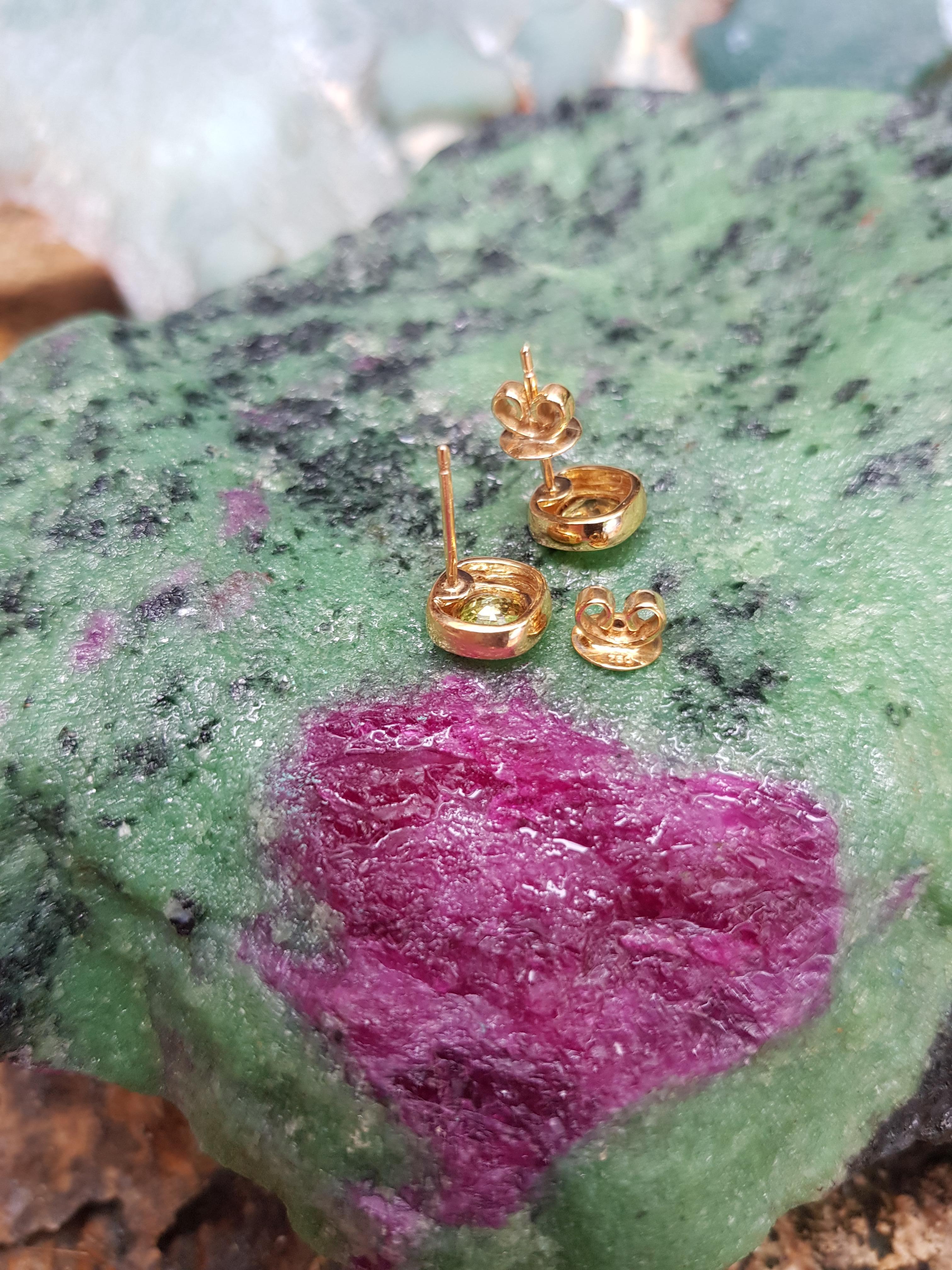 Yellow Sapphire Earrings Set in 18 Karat Gold Settings For Sale 1