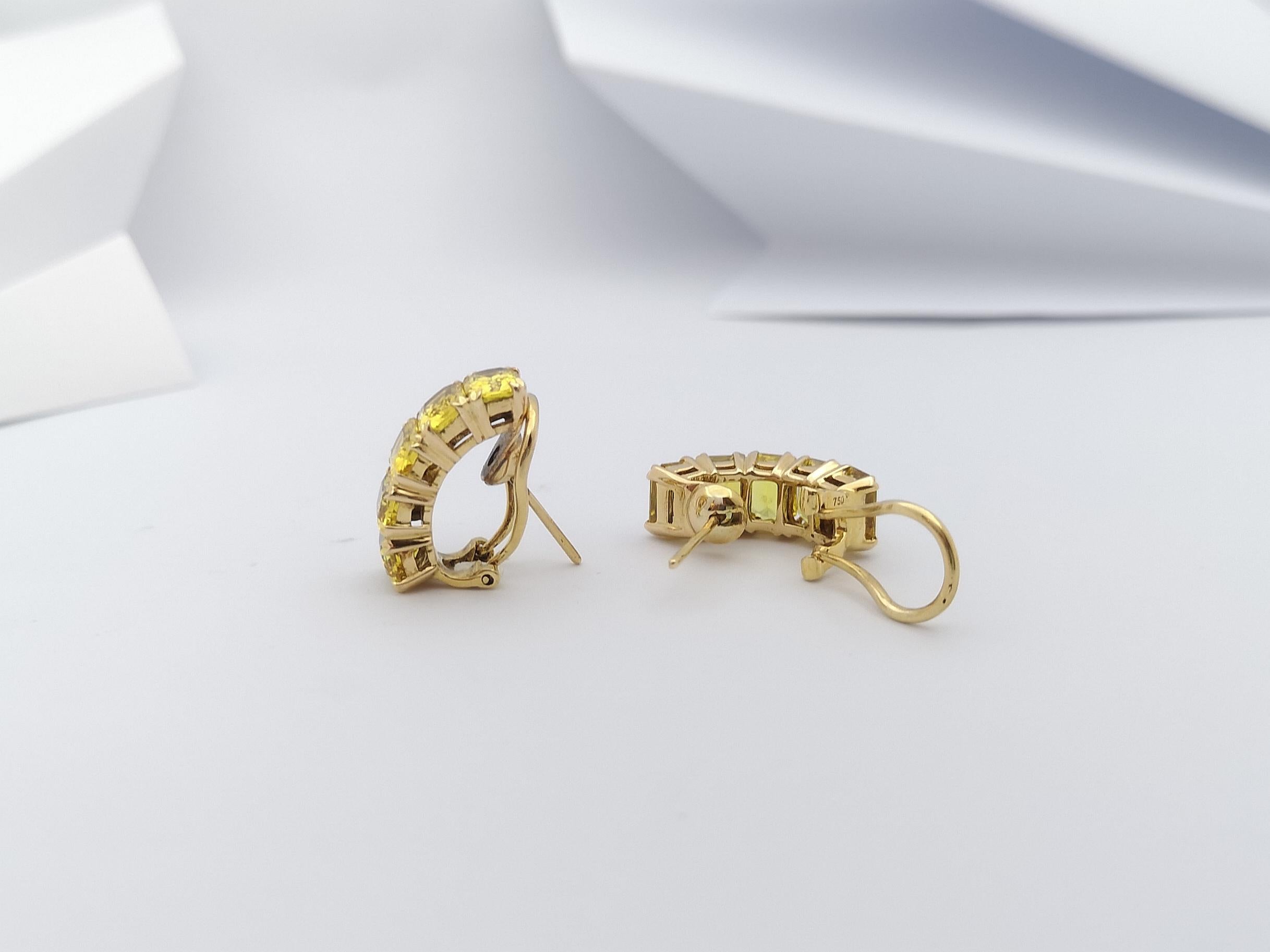 Yellow Sapphire Earrings set in 18 Karat Gold Settings For Sale 1