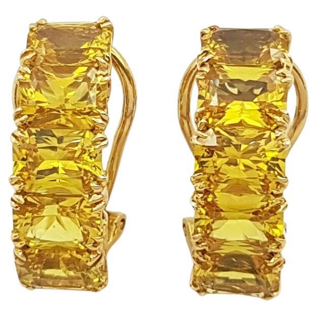 Yellow Sapphire Earrings set in 18 Karat Gold Settings For Sale
