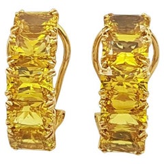 Boucles d'oreilles en or 18 carats serties de saphirs jaunes