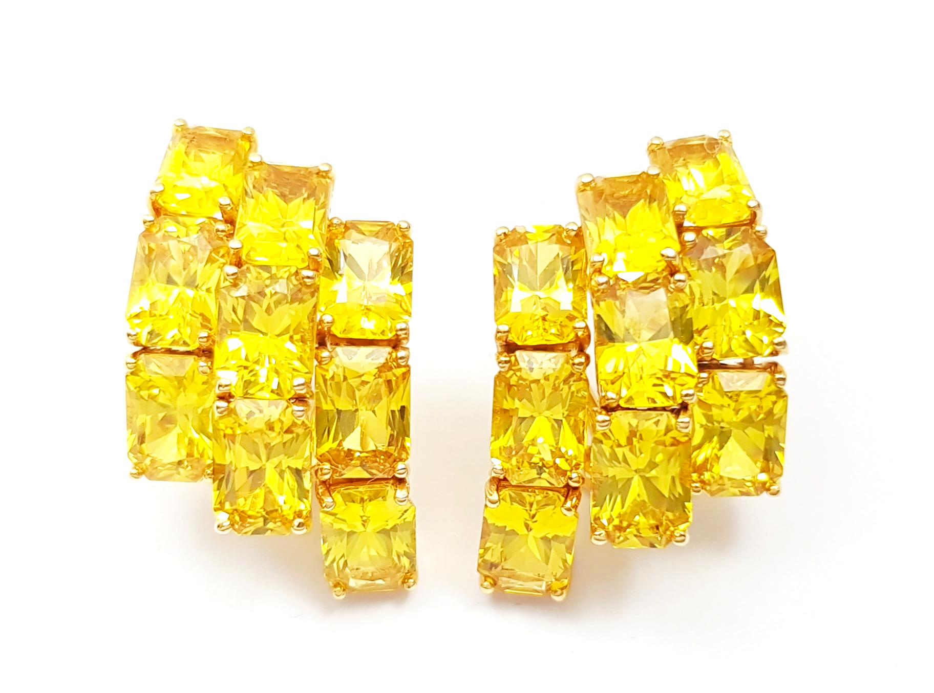 Contemporary Yellow Sapphire Earrings set in 18K Gold Settings For Sale