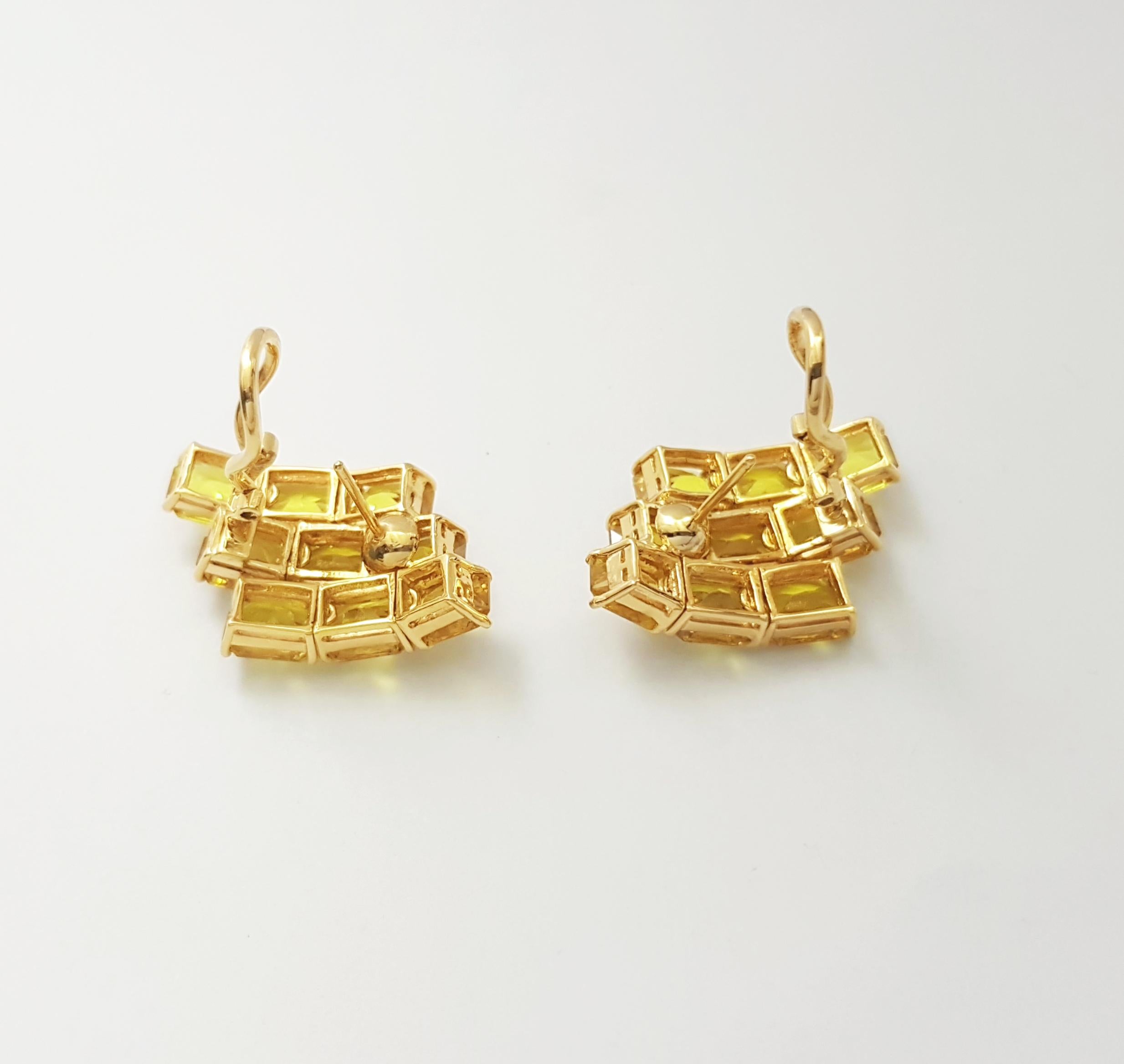 Women's Yellow Sapphire Earrings set in 18K Gold Settings For Sale