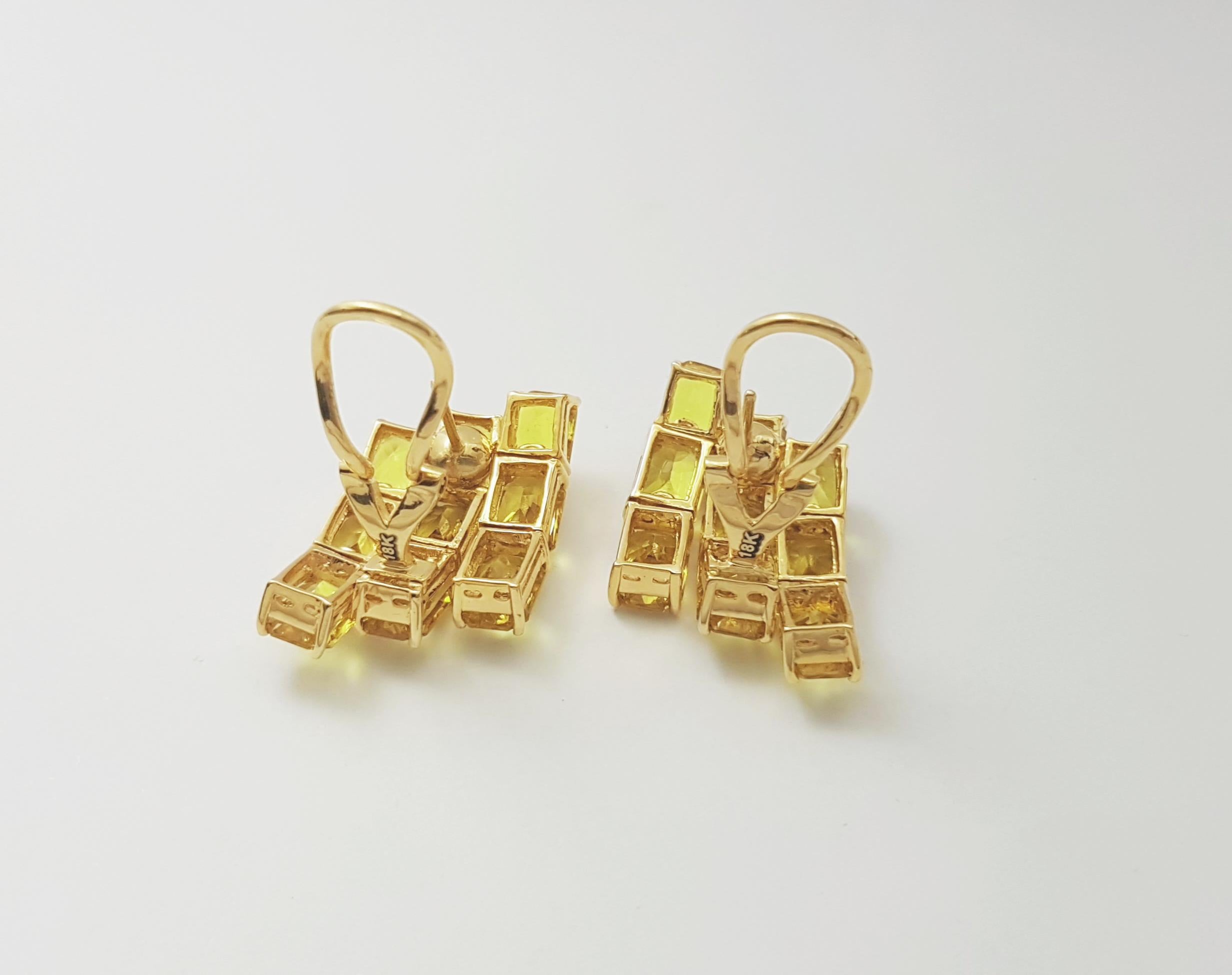 Yellow Sapphire Earrings set in 18K Gold Settings For Sale 1