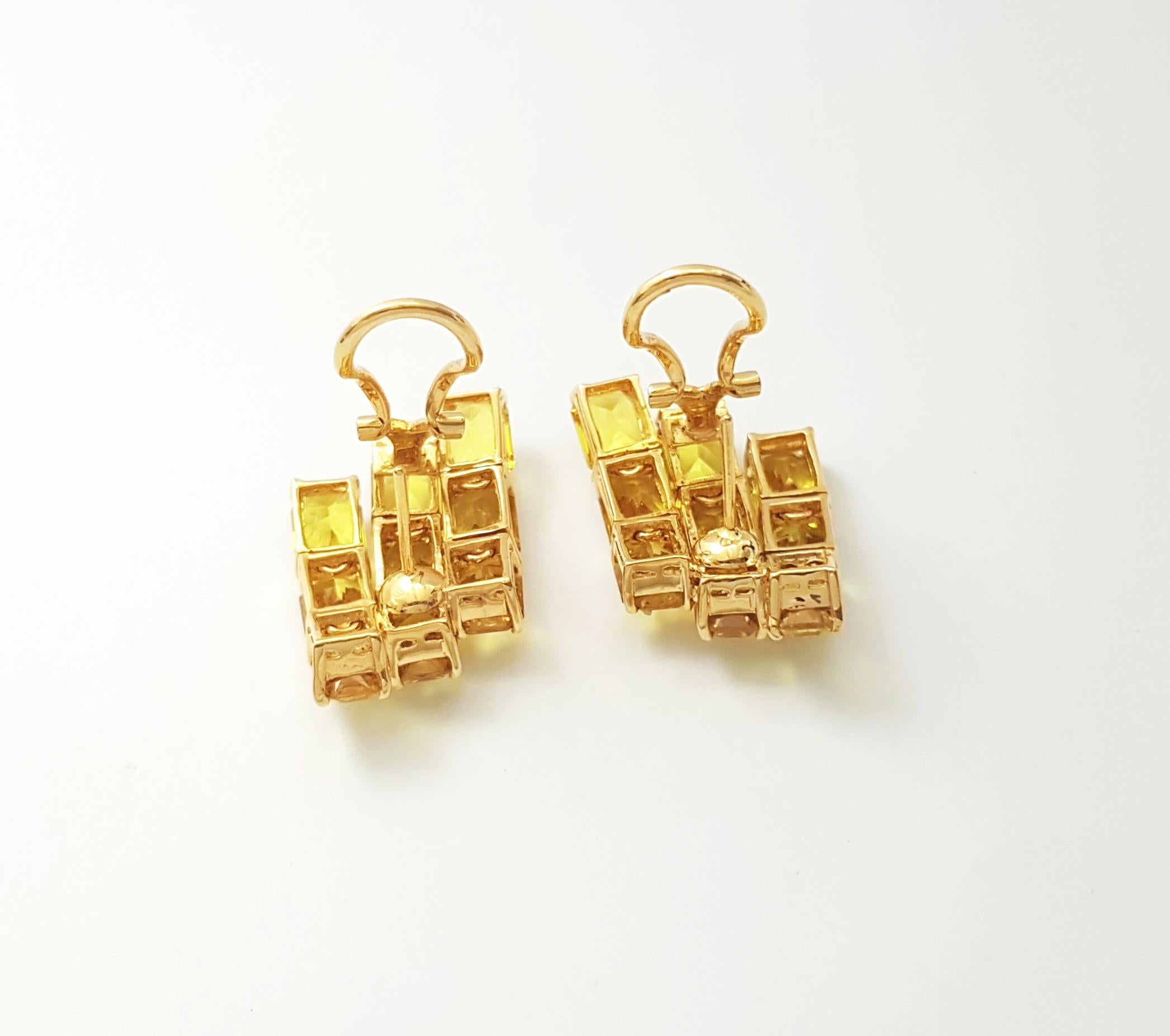 Yellow Sapphire Earrings set in 18K Gold Settings For Sale 2