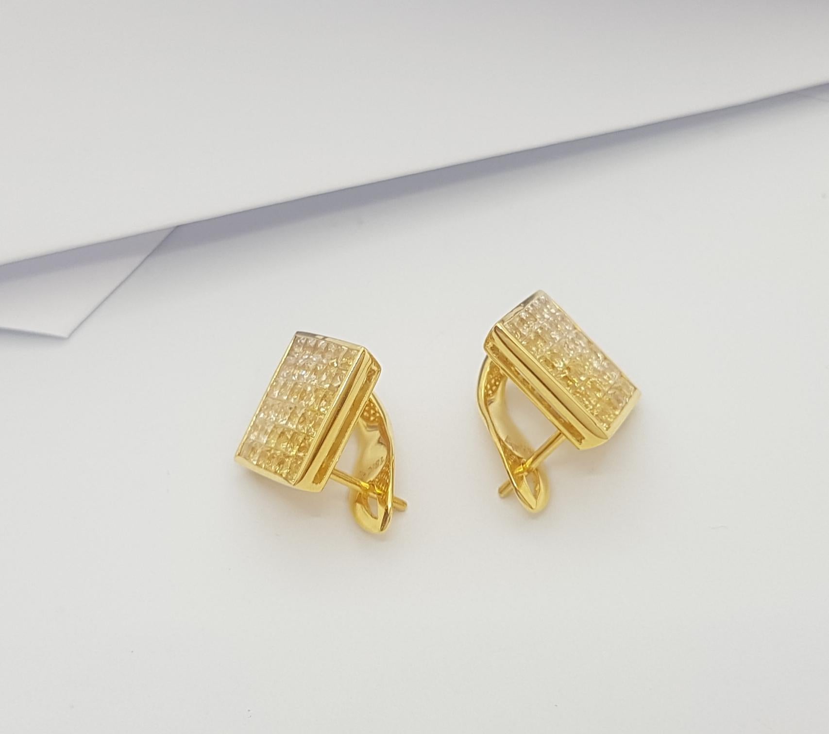 Yellow Sapphire Earrings Set in 18k Gold Settings For Sale 3