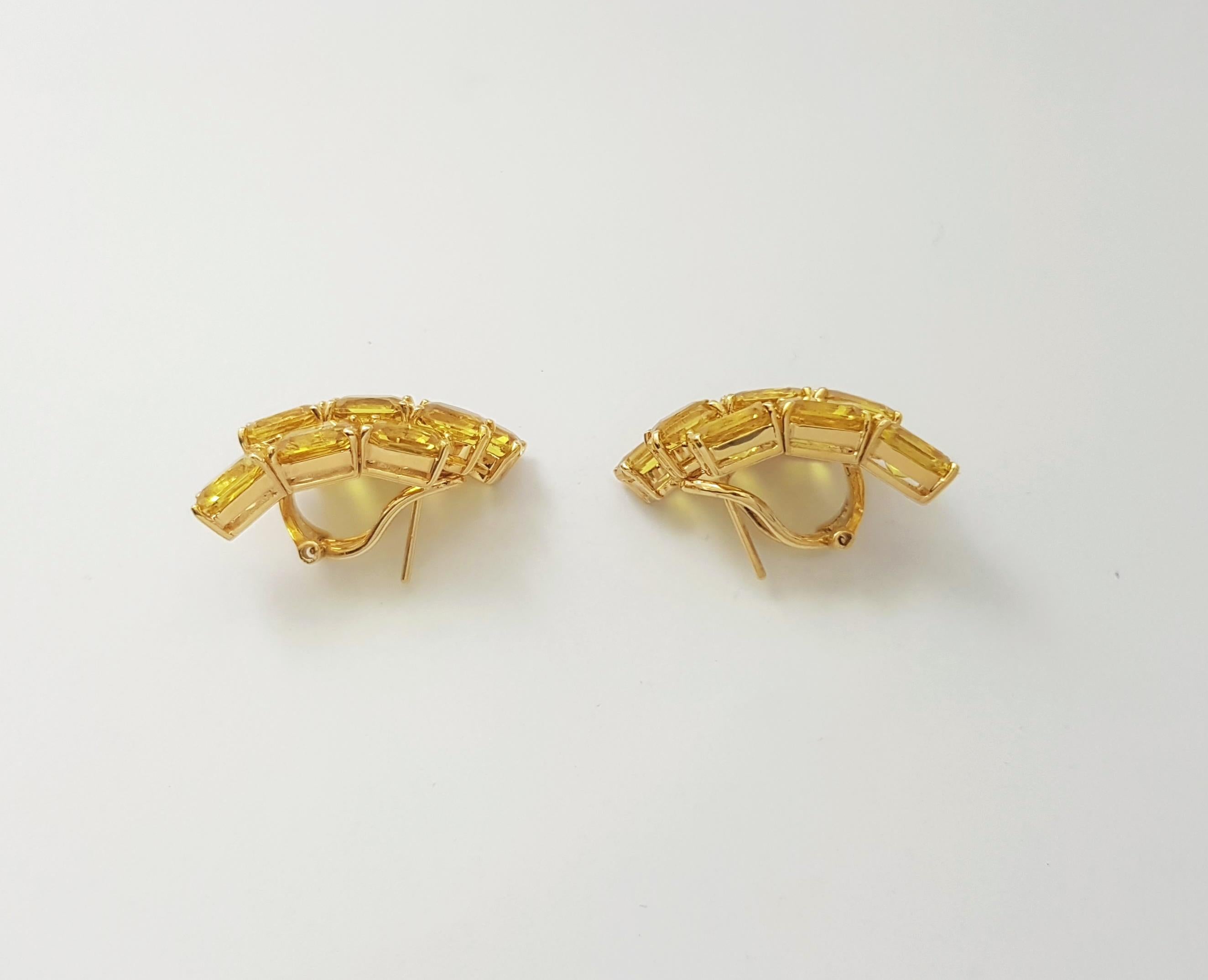 Yellow Sapphire Earrings set in 18K Gold Settings For Sale 3