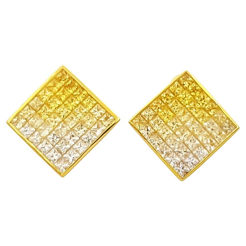Yellow Sapphire Earrings Set in 18k Gold Settings For Sale
