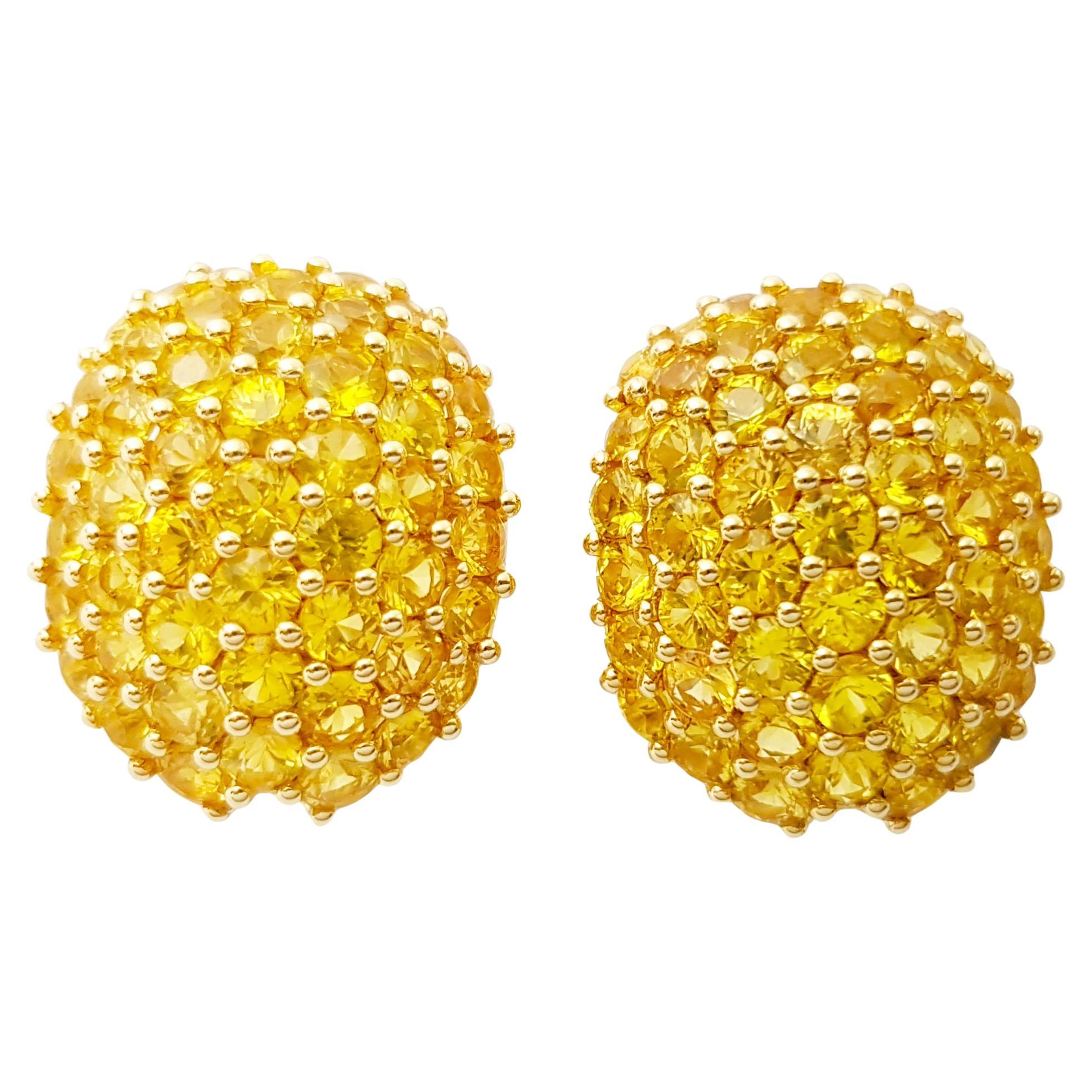 Orecchini con zaffiro giallo e montatura in oro 18 carati in vendita