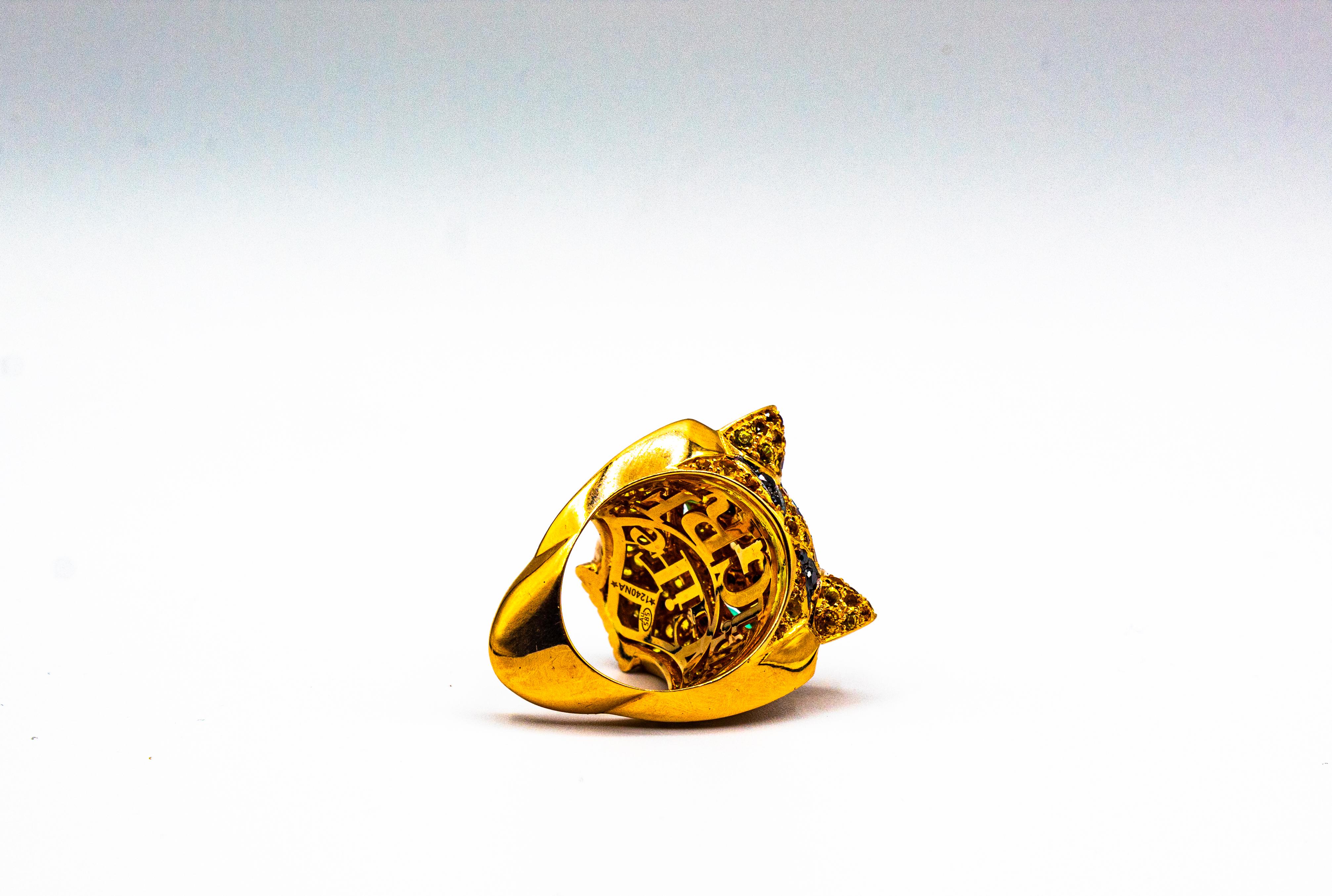 Zafiro Amarillo Esmeralda Negro y Blanco Diamante Anillo Tigre Oro Amarillo Collar en venta 9
