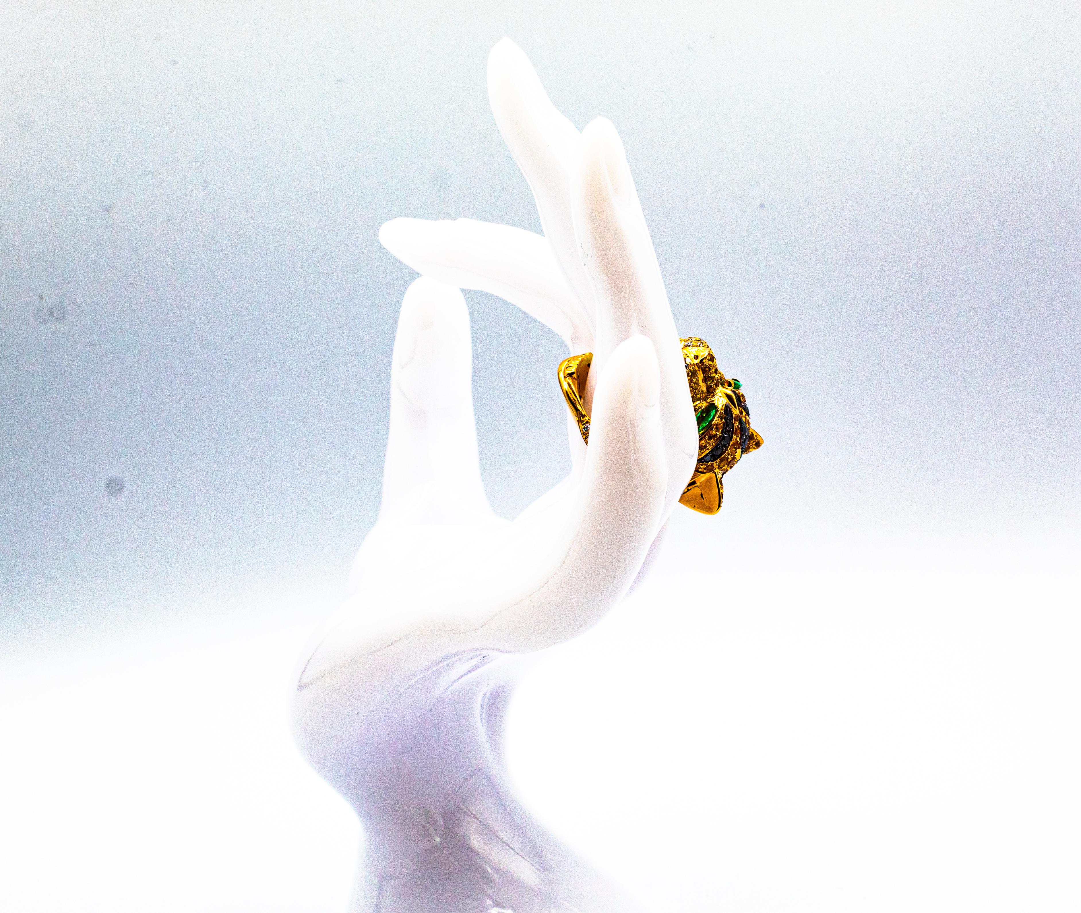 Femenino o masculino Zafiro Amarillo Esmeralda Negro y Blanco Diamante Anillo Tigre Oro Amarillo Collar en venta
