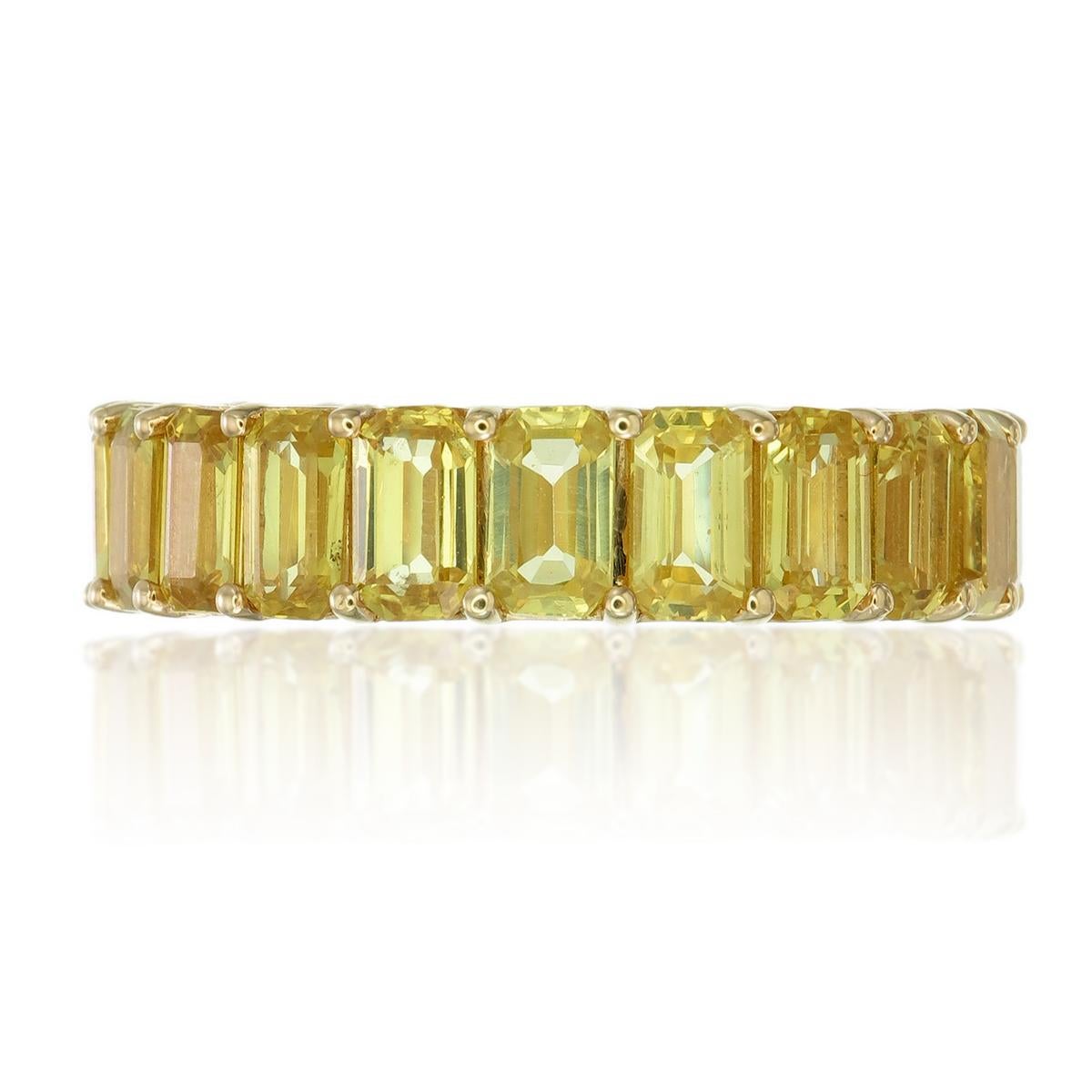 Artisan Yellow Sapphire eternity band 18kt gold For Sale