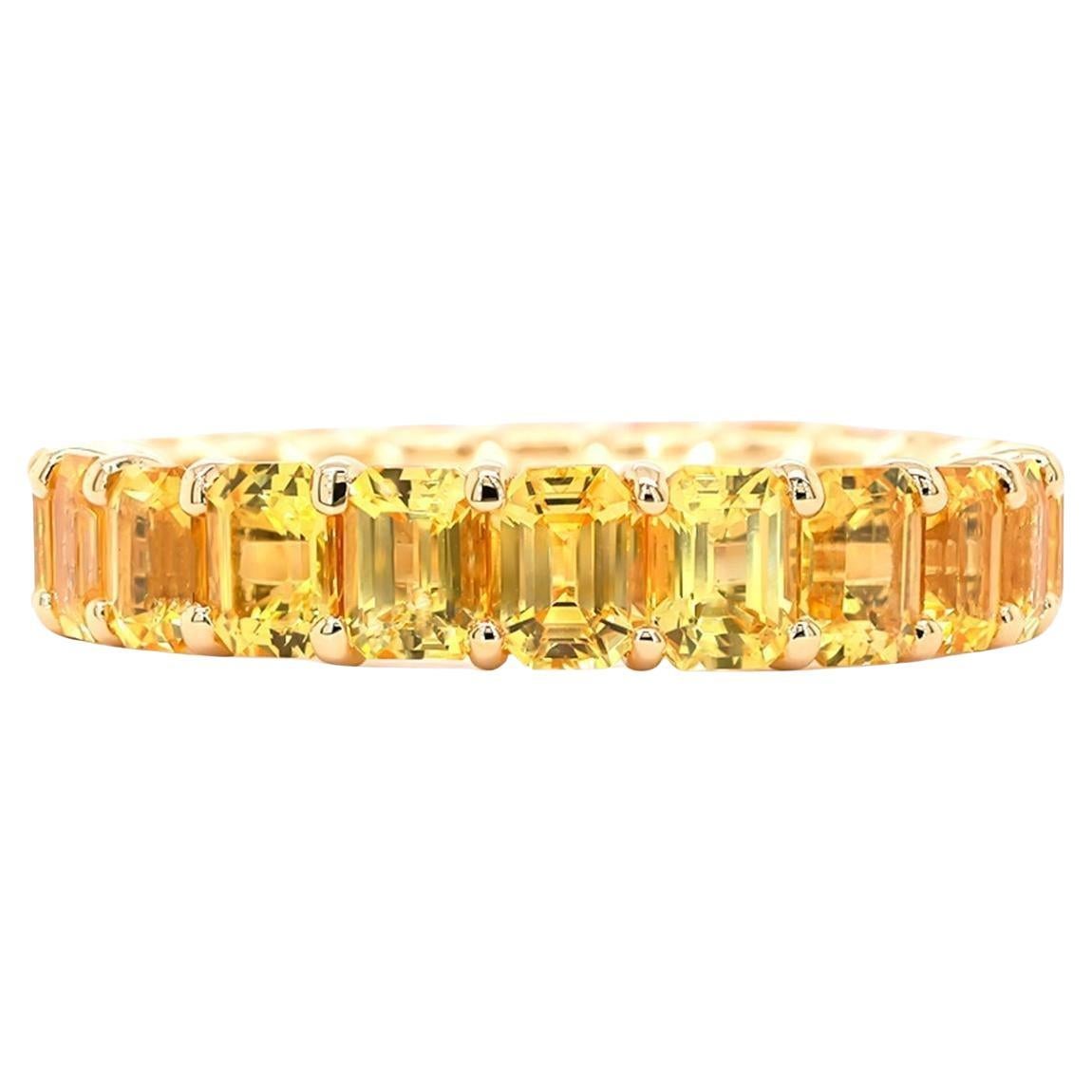 Yellow Sapphire Eternity Band Ring 5.50 Carats 18K Yellow Gold For Sale