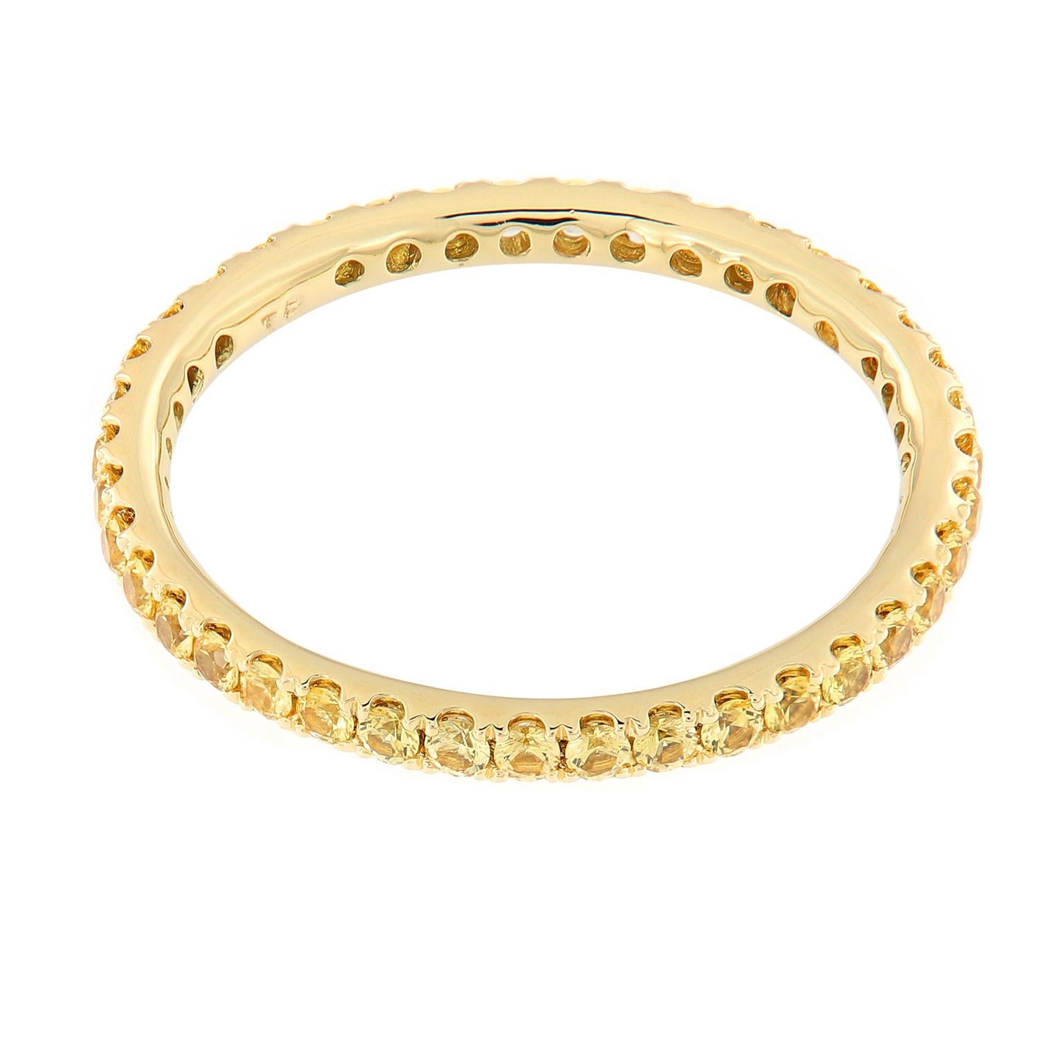 18 Karat Yellow Gold and 1.20 Cttw Yellow Sapphire Eternity Band Ring In New Condition In Troy, MI