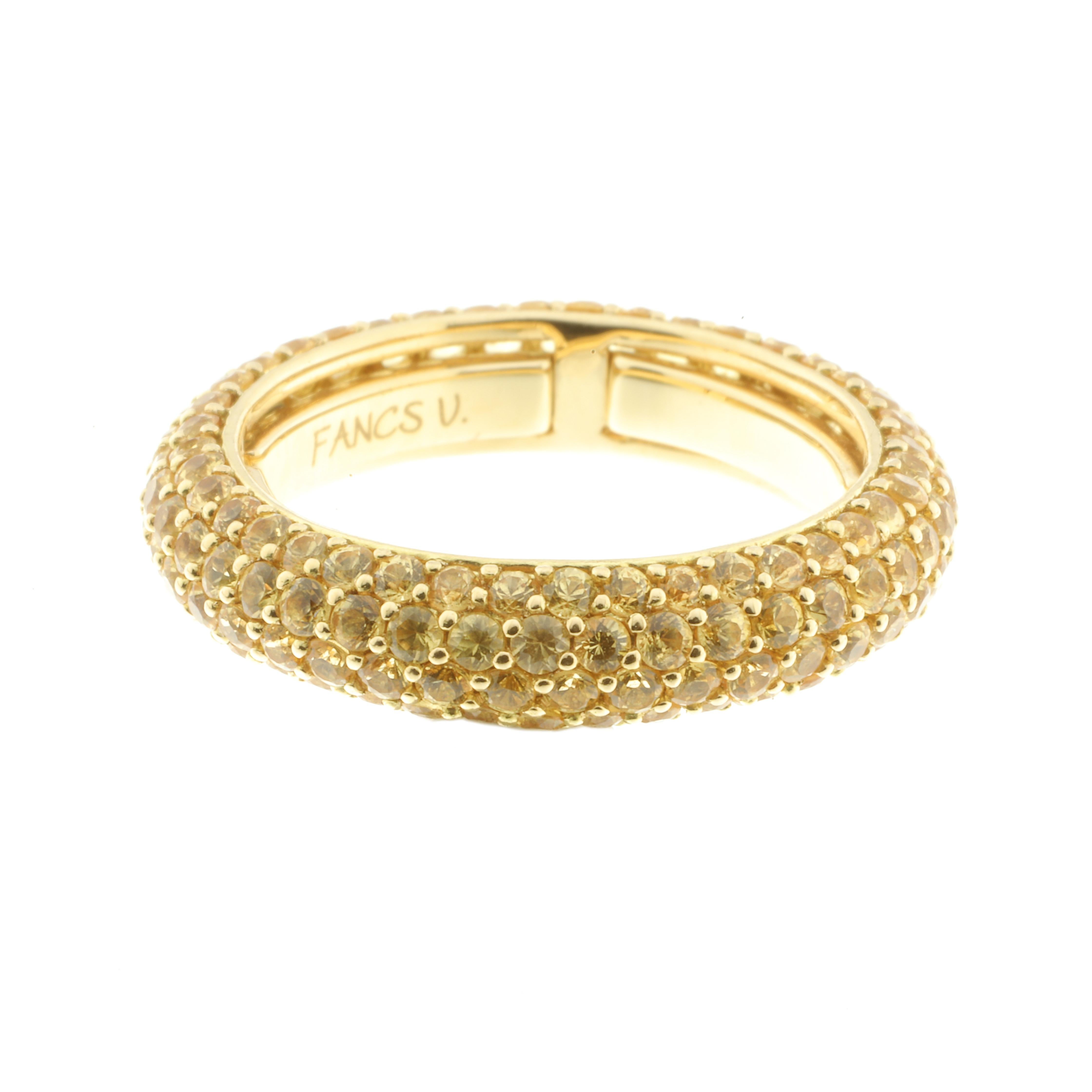 Contemporary 21st Century 18 Karat Gold Yellow Sapphire Eternity Ring For Sale