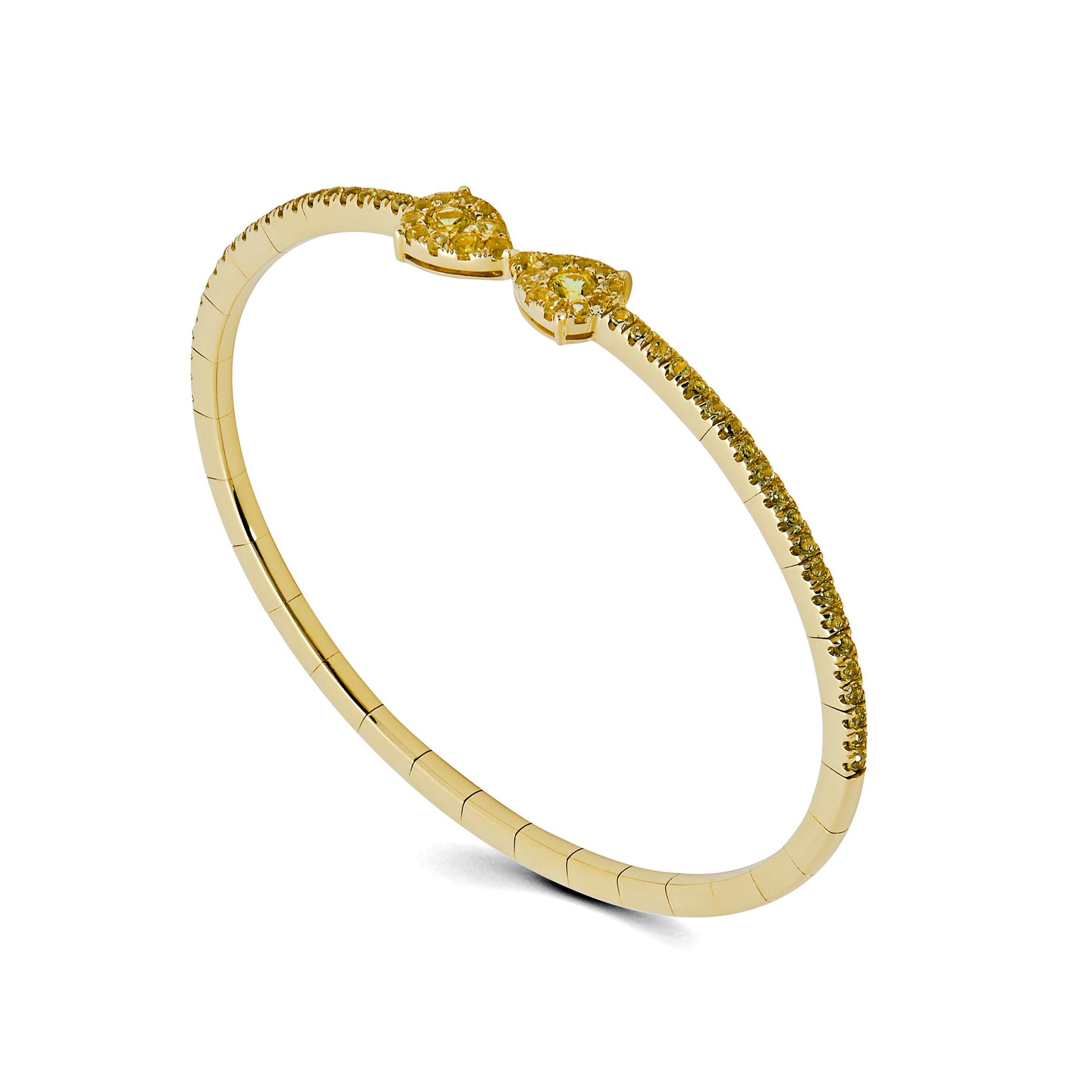 Taille ronde Bracelet souple en saphir jaune en vente