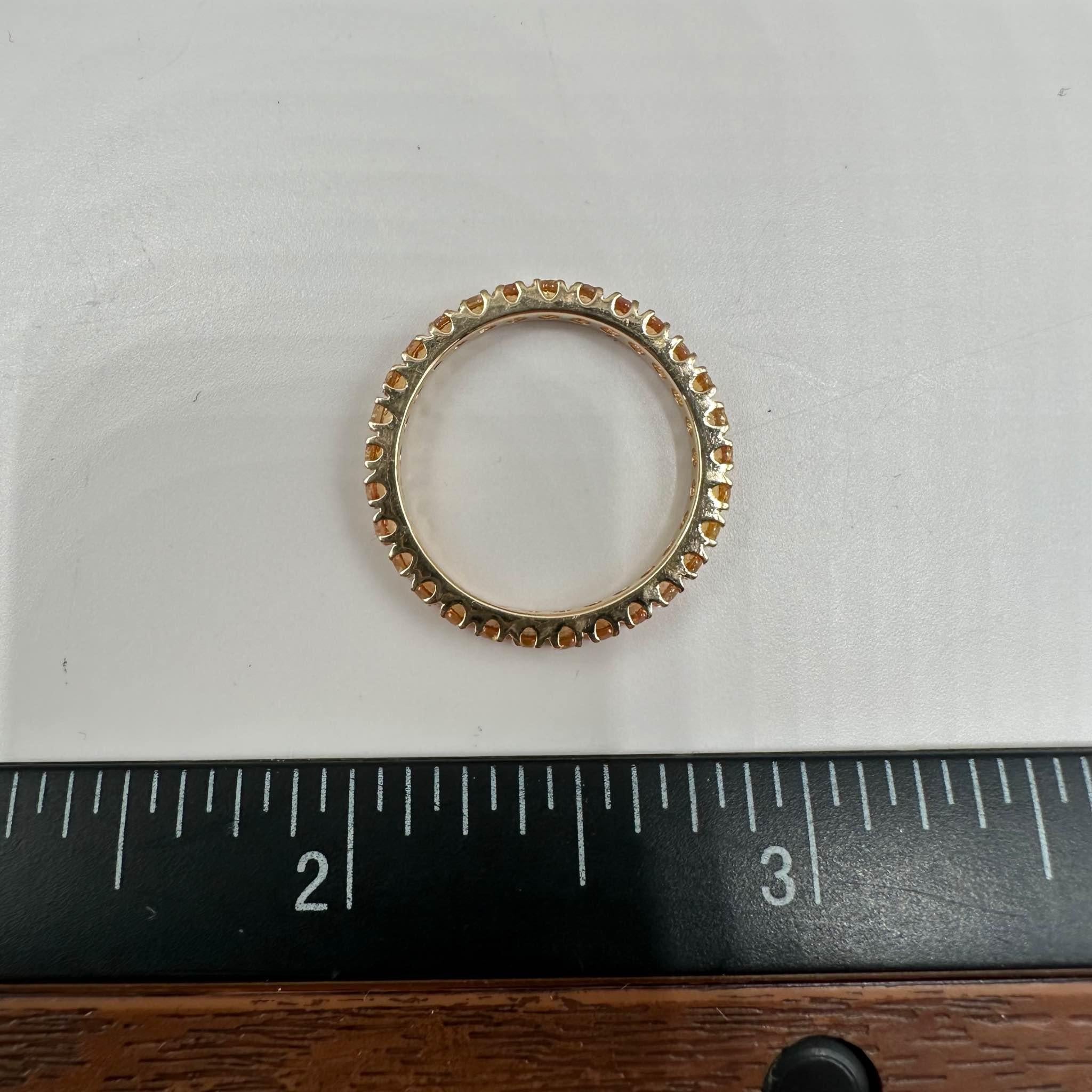 Bague d'éternité complète en or jaune 14 carats avec saphir jaune - 1,4 ctw, taille 6,5 Pour femmes en vente