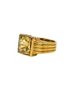 14K Yellow Gold Cocktail Ring with 7.32ct Oval Yellow Sapphire, 1970s